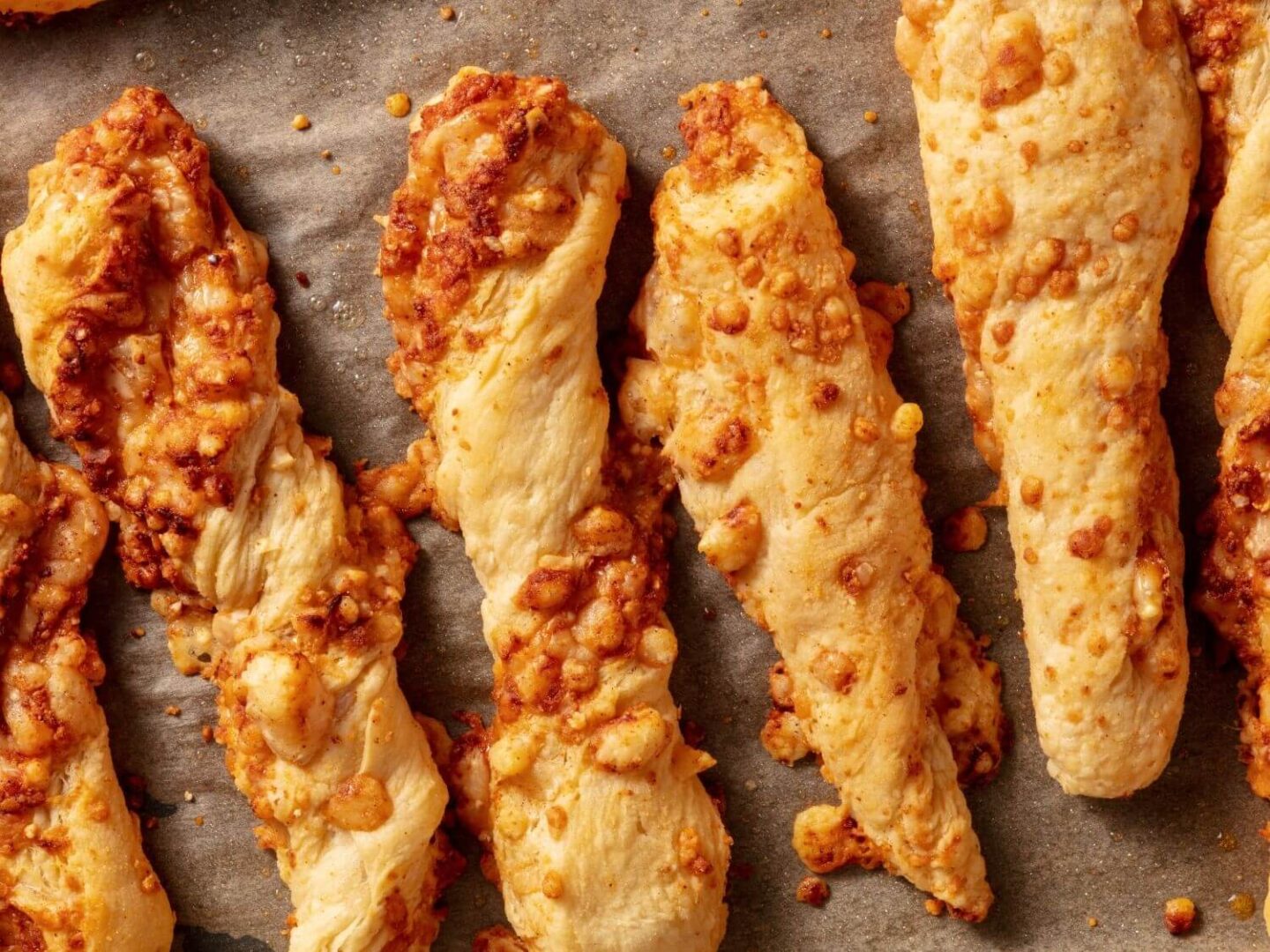 Cheese straws on a baking tray