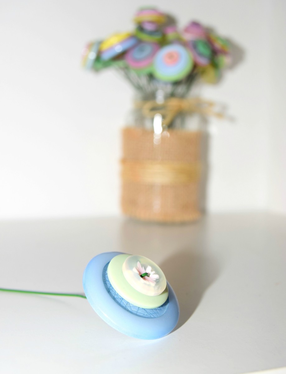 blue button close up
