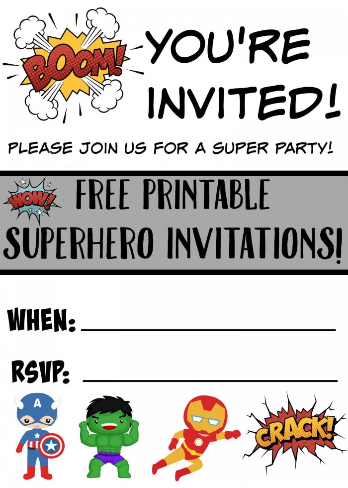 Free Printable Superhero Invitations