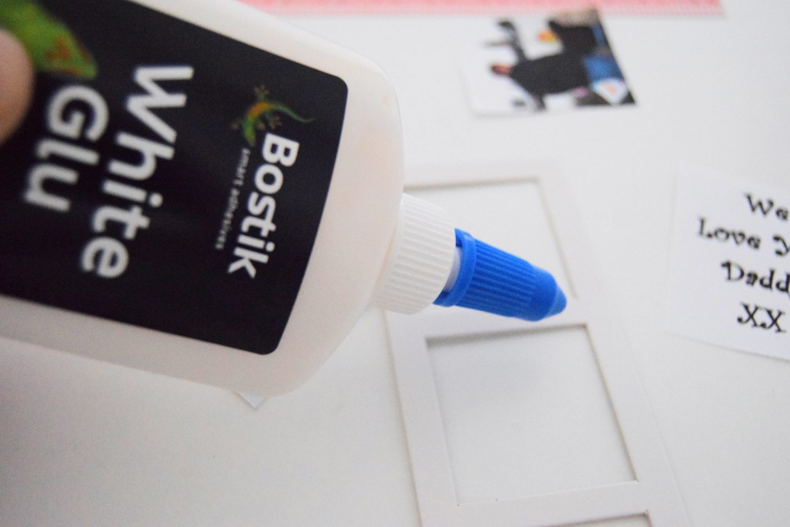 vday gluing photos on