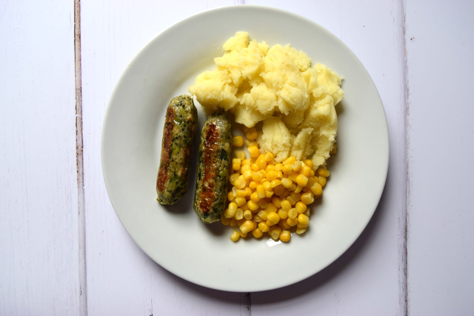 French Bean Spinach Sausages with Wensleydale Cheese