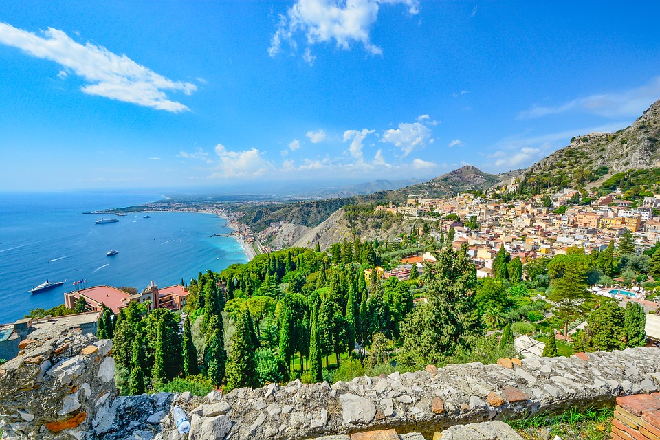 Italy Sea Coastline Sicily View Ship Ocean Boat