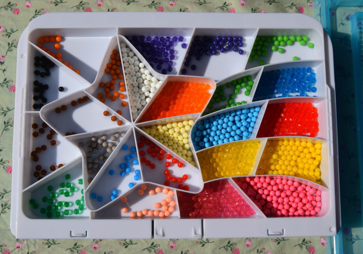 A selection of coloured Aquabeads.