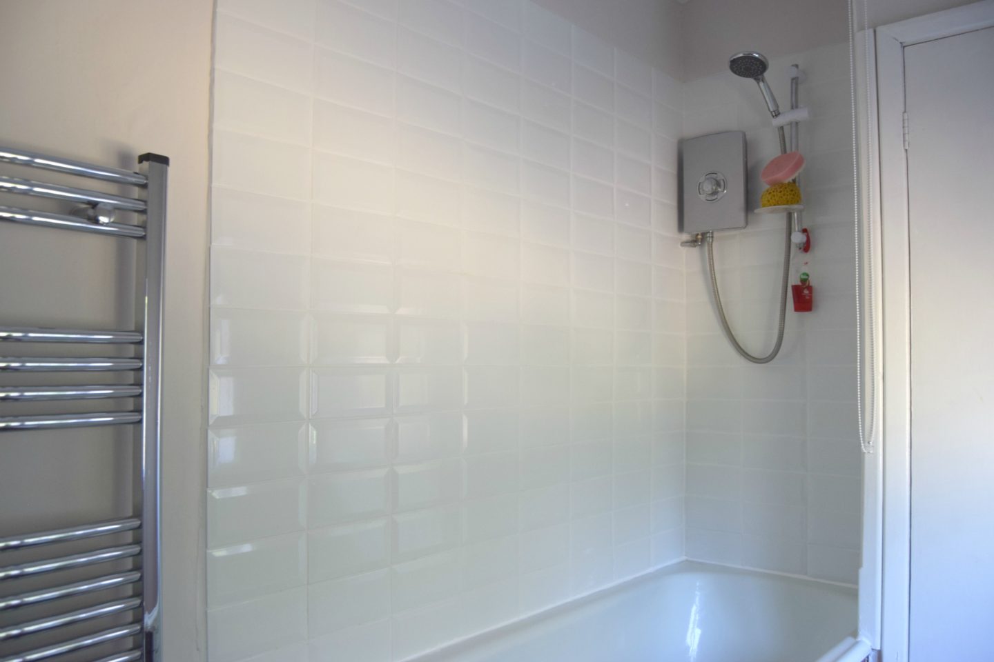 White metro tiles in bathroom
