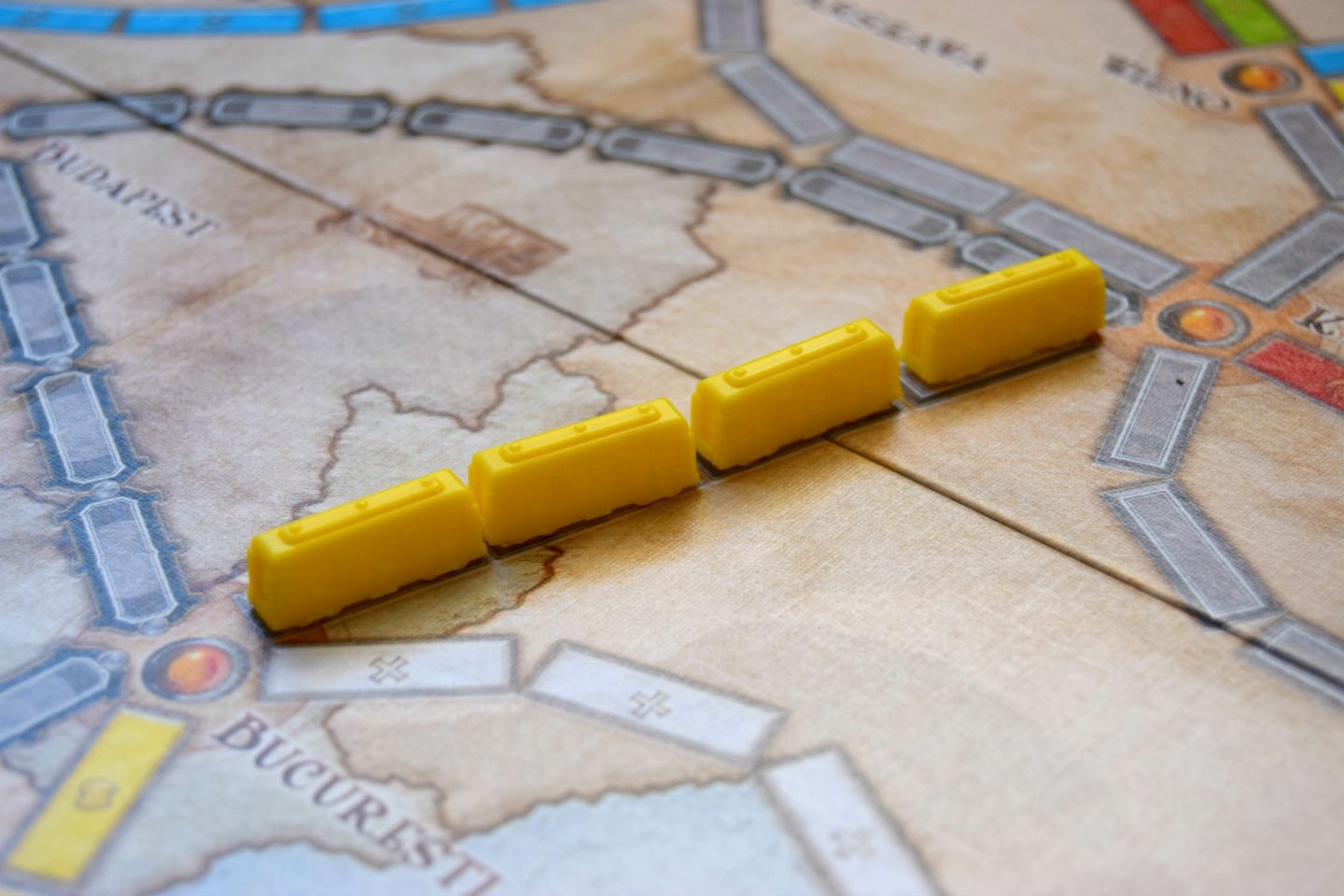 Yellow train carriage pieces.