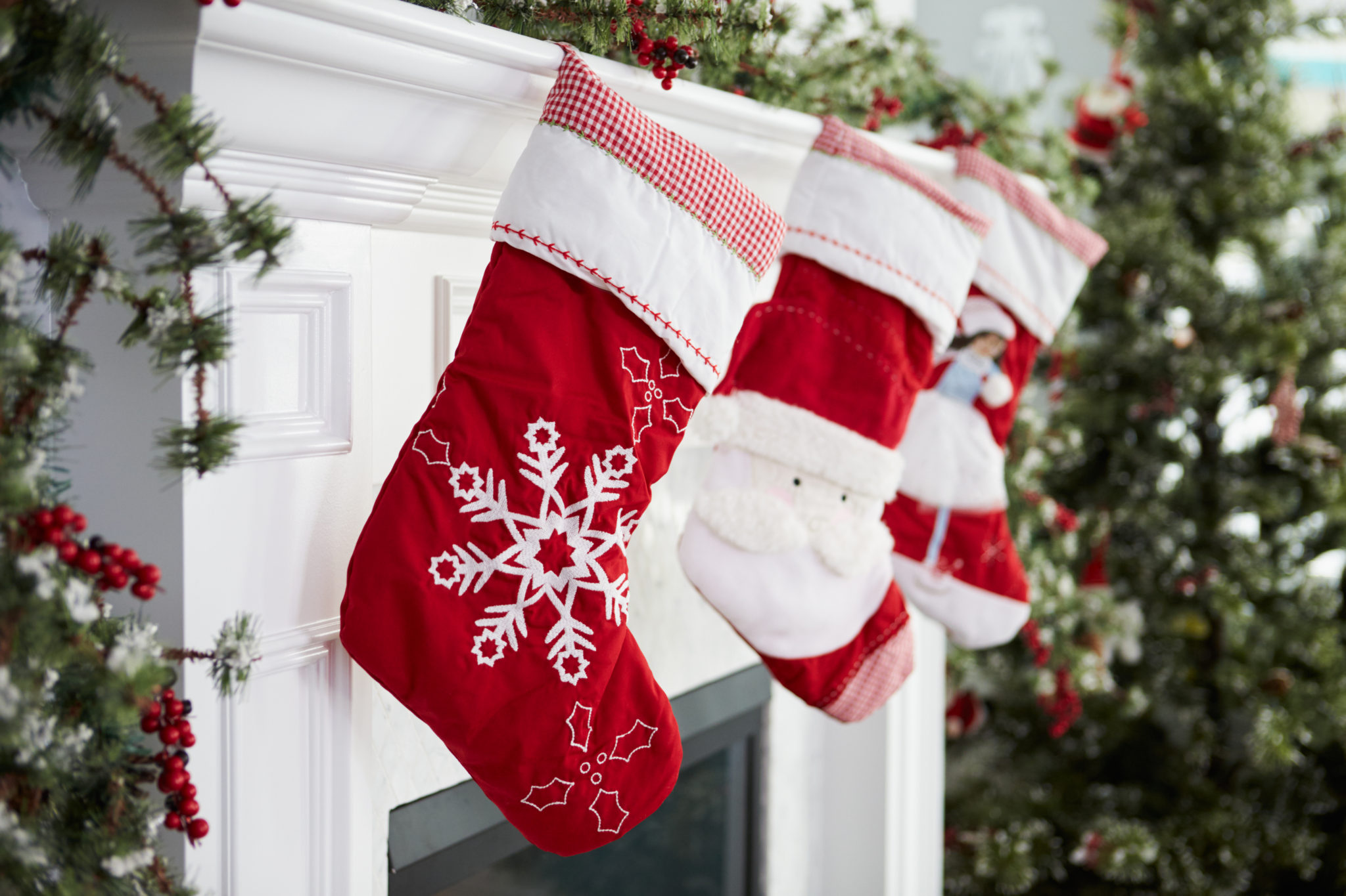 Stockings hanging above the fireplace