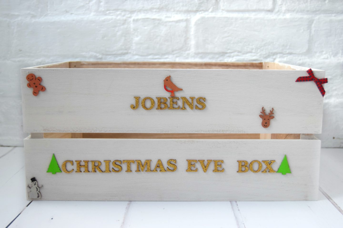 Decorating a Christmas Eve box