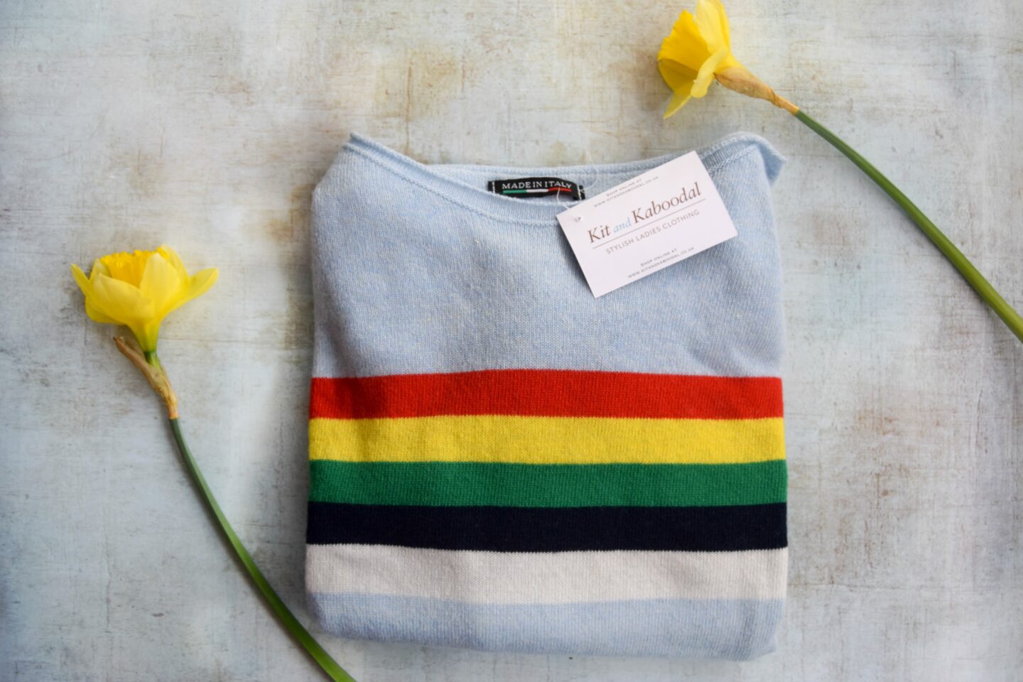 Kit and Kaboodal Cashmere rainbow jumper.