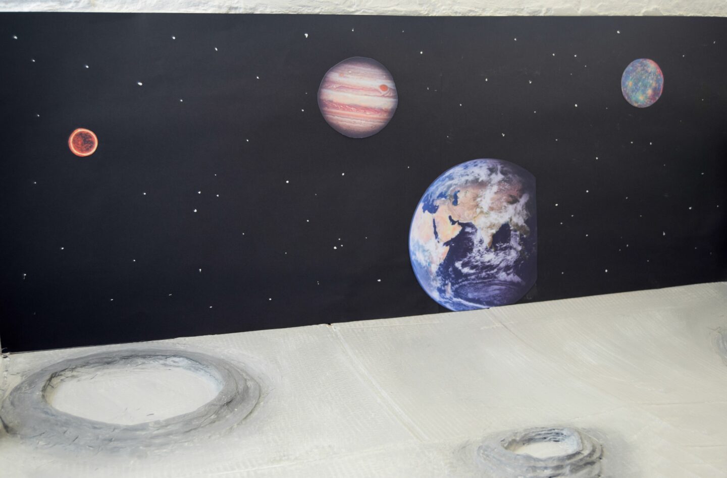 Our PJ Masks craft space background to use with the Super Moon Fortress Playset.