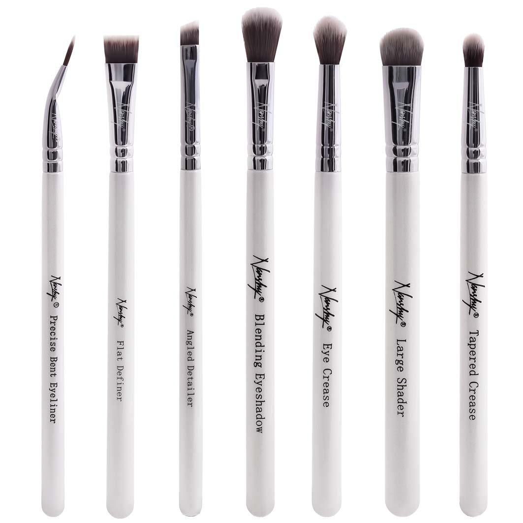 Eye make up brushes with pearl white handles