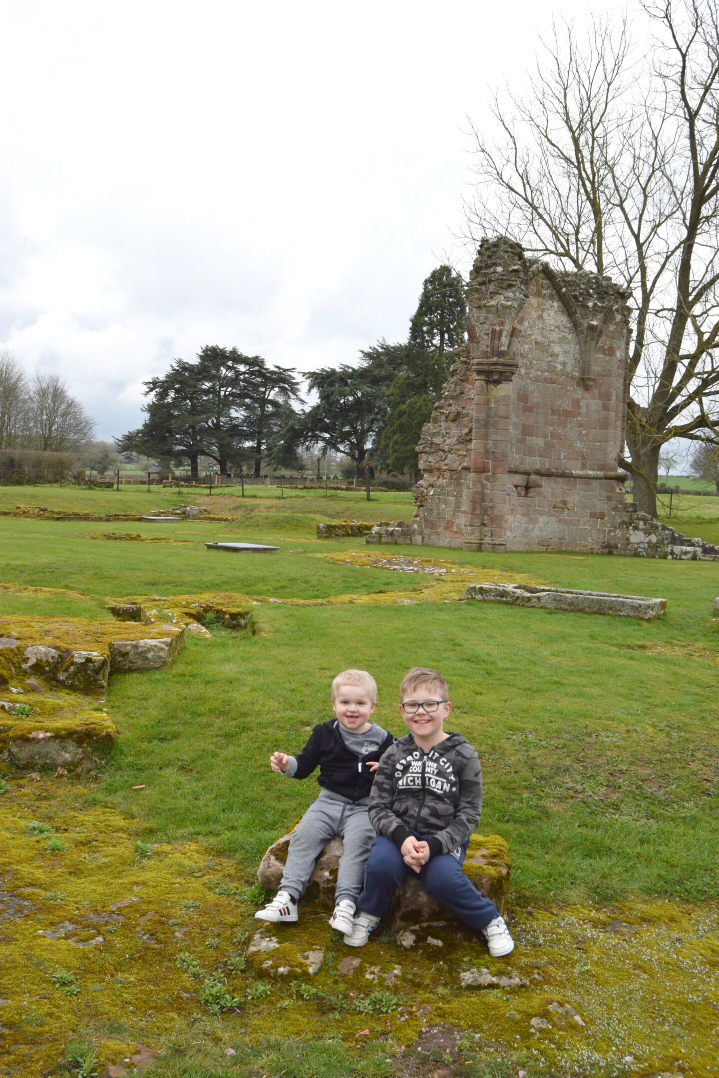 Sitting enjoying the view of Croxdon Abbey