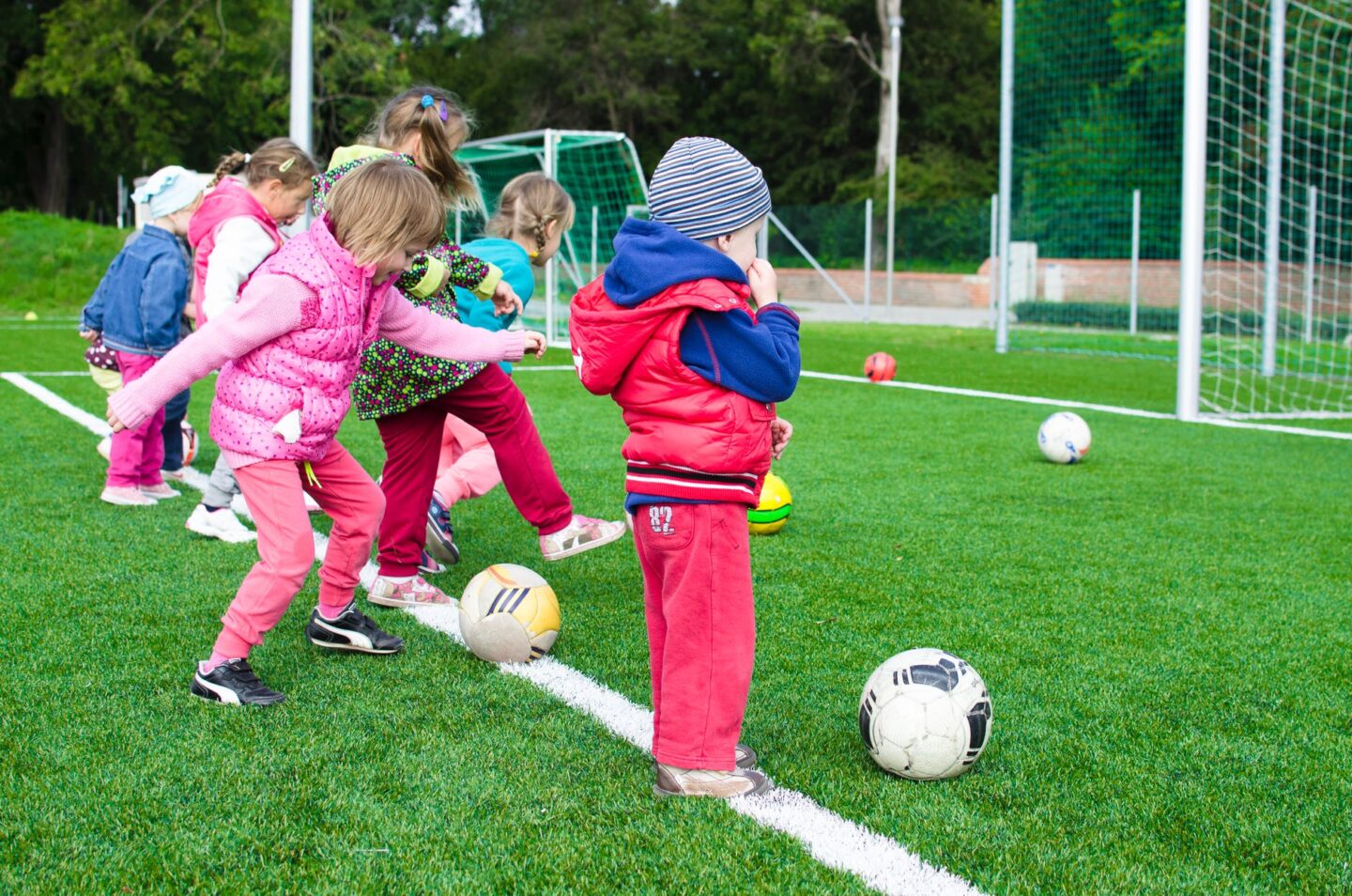 kids playing football outside
