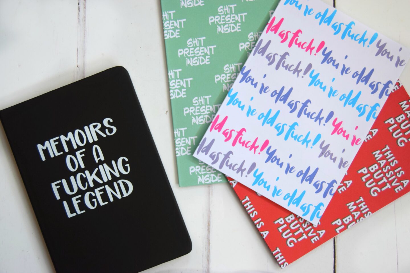 Love Layla swearing gift wrap and memoirs of a fucking legend notebook. Gifts for men that have everything.