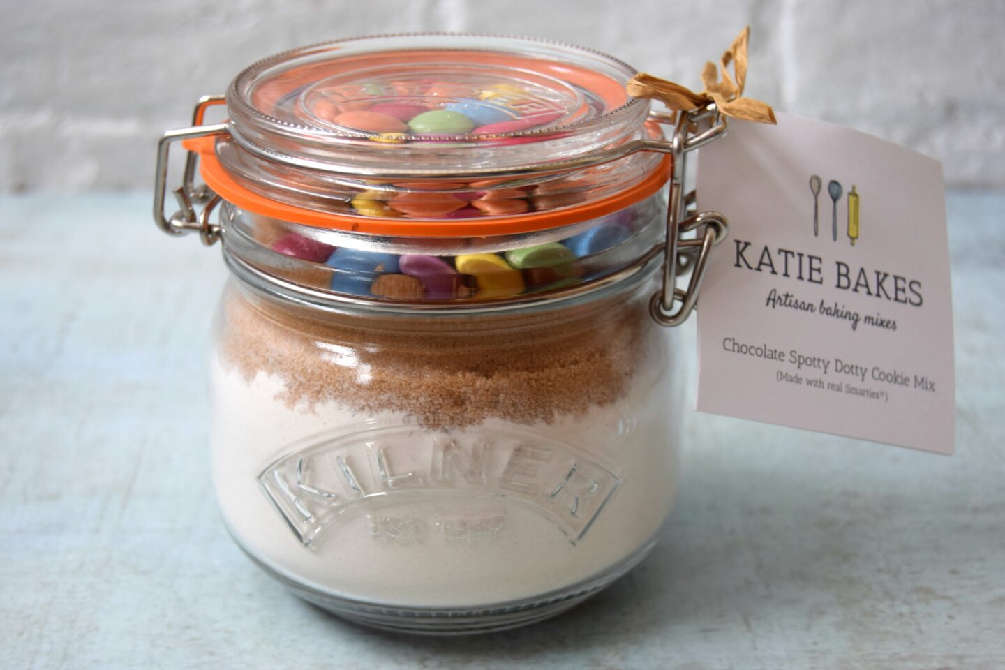 cookie mix in a kilner jar with smarties.Father's Day Foodie Gifts