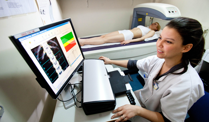 A lady having a health scan
