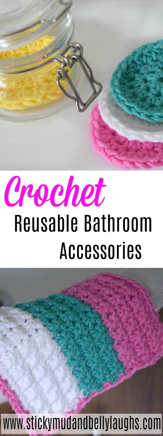 Looking for a fun crochet project to start? Then why not try making these eco crochet reusable bathroom accessories? #crochetprojects #crochethomeaccessories #crochetshowerpuff #crochetwashcloth #crochetscrubbies