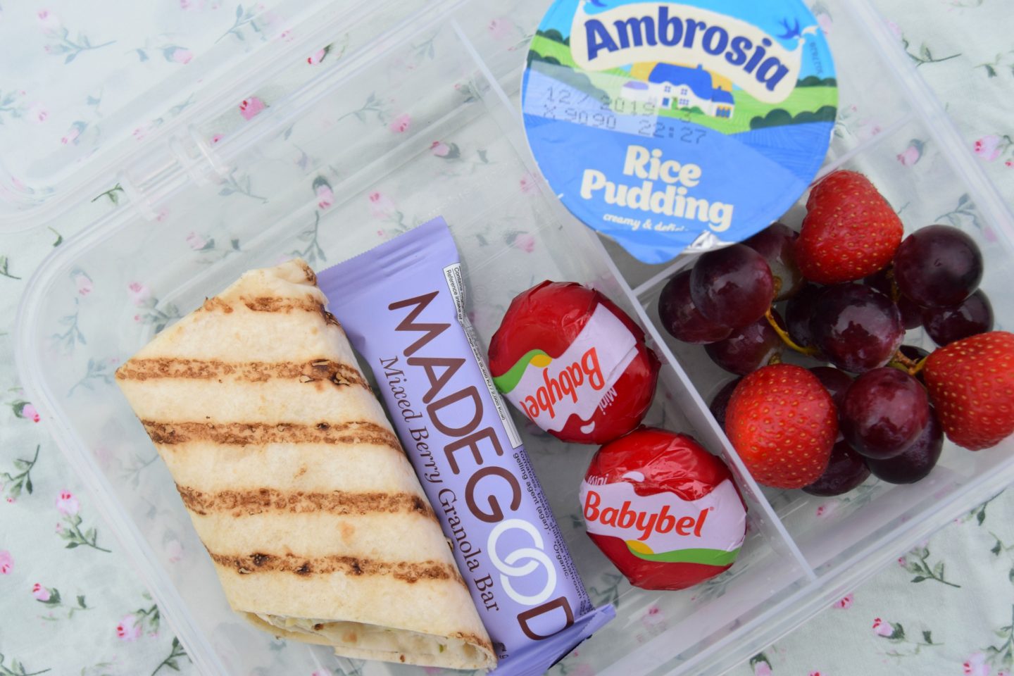 Lunch box with MadeGood granola bar