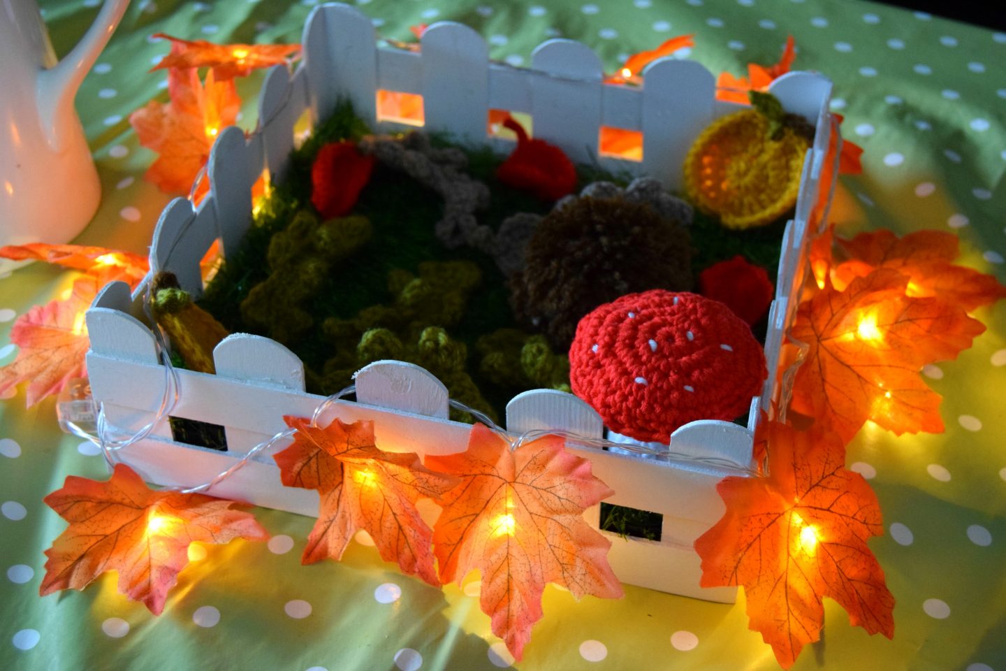 Light up autumn table decoration