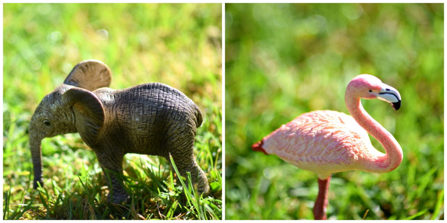 Scleich wildlife elephant and flamingo figures