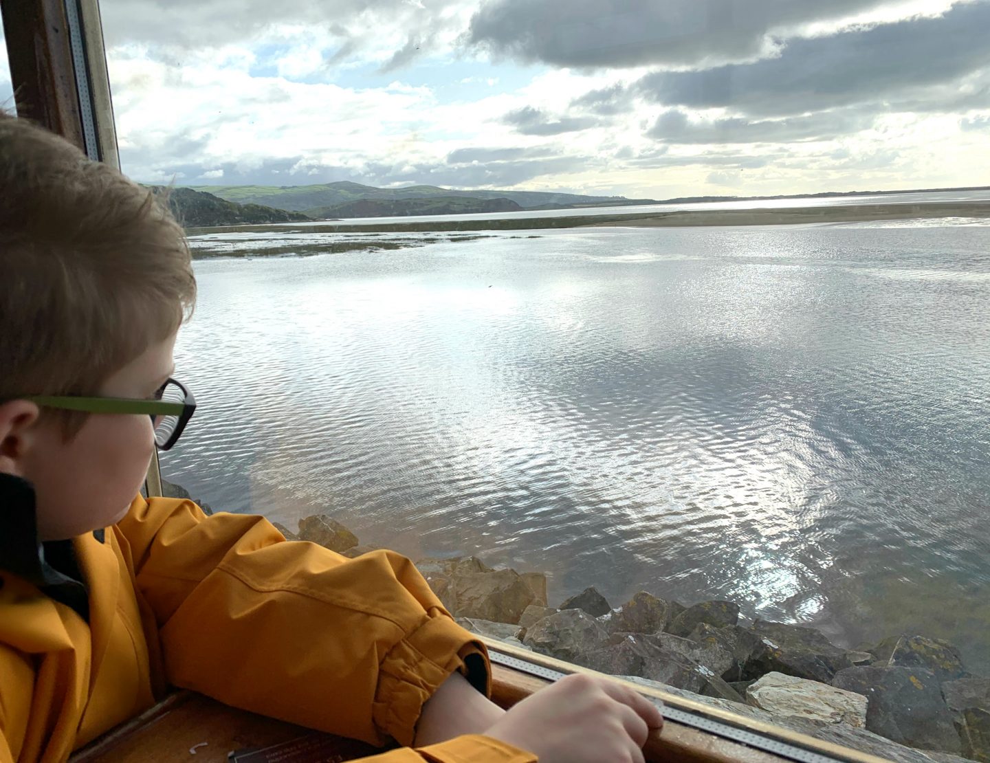 Big man enjoying the view on the Ffestiniog train