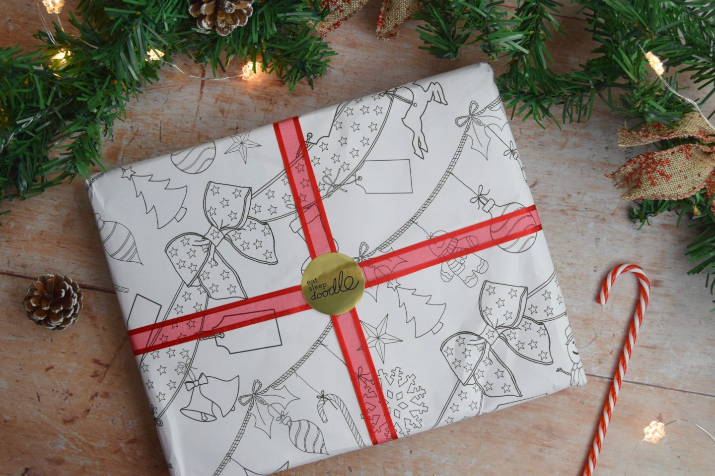 Eat Sleep Doodle table cloth gift wrapped
