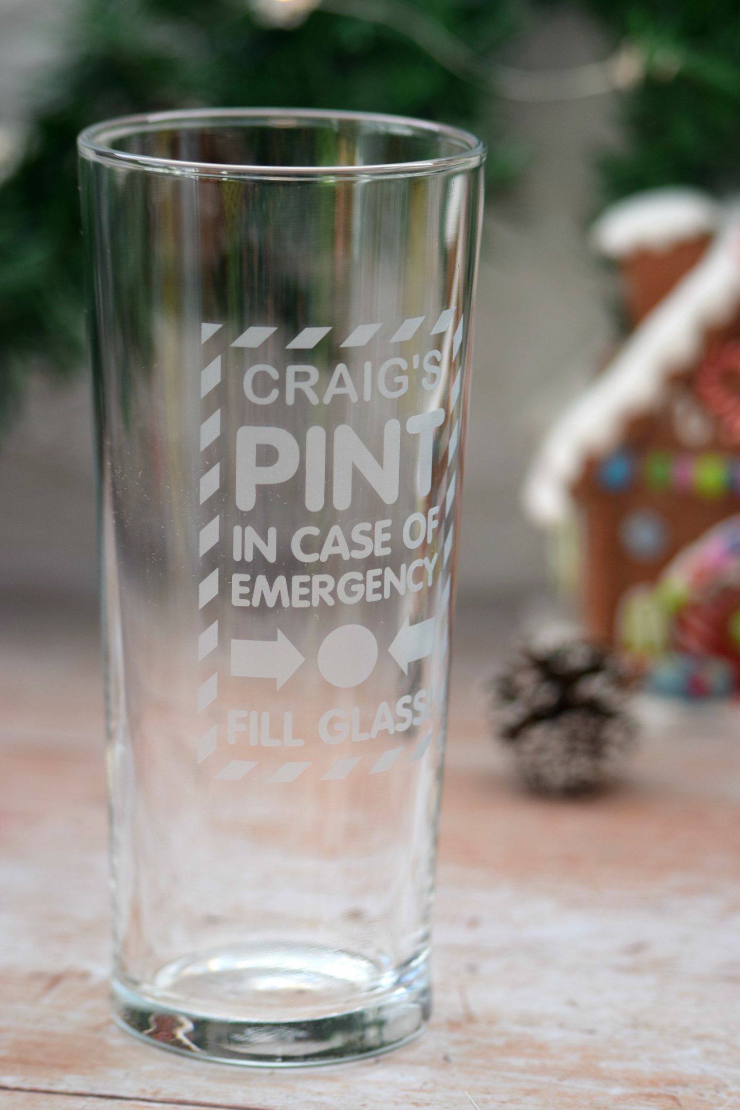 Personalised pint glass