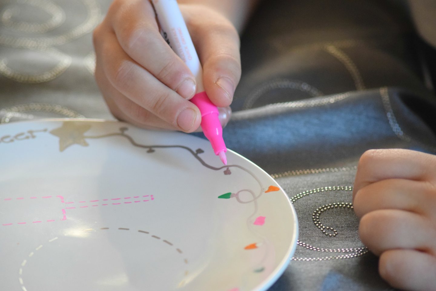 Decorating our Santa plate