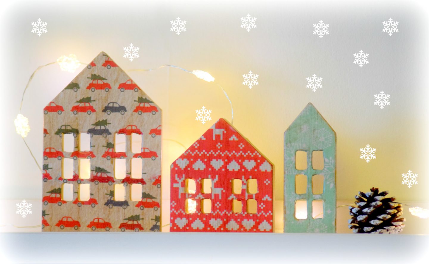 Decoupage houses Christmas crafts 1