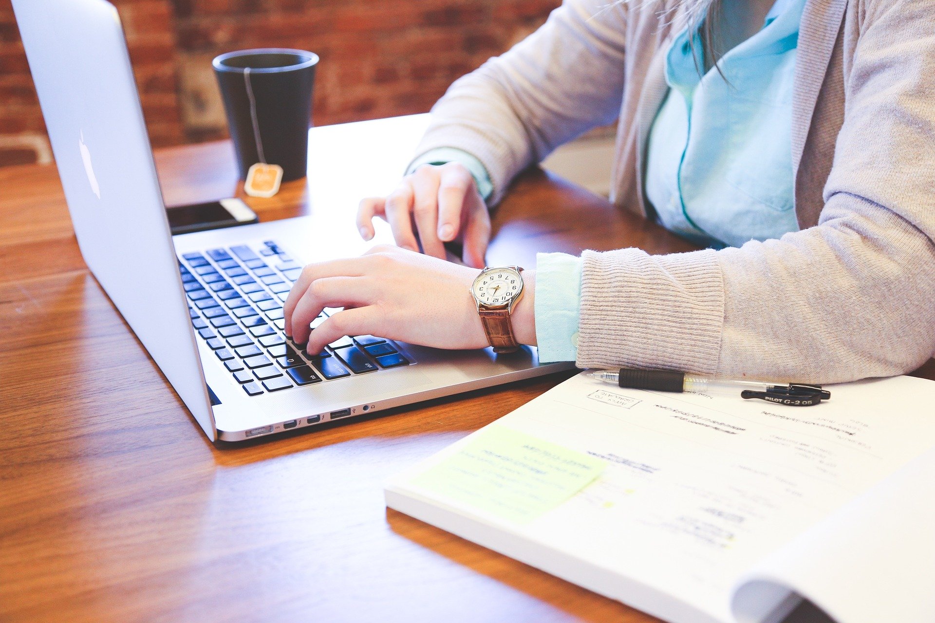 lady blogging at desk