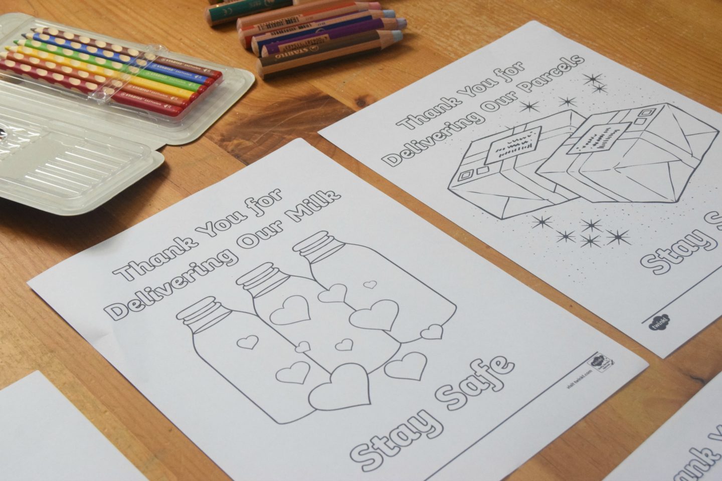 Printable thank you colouring sheets