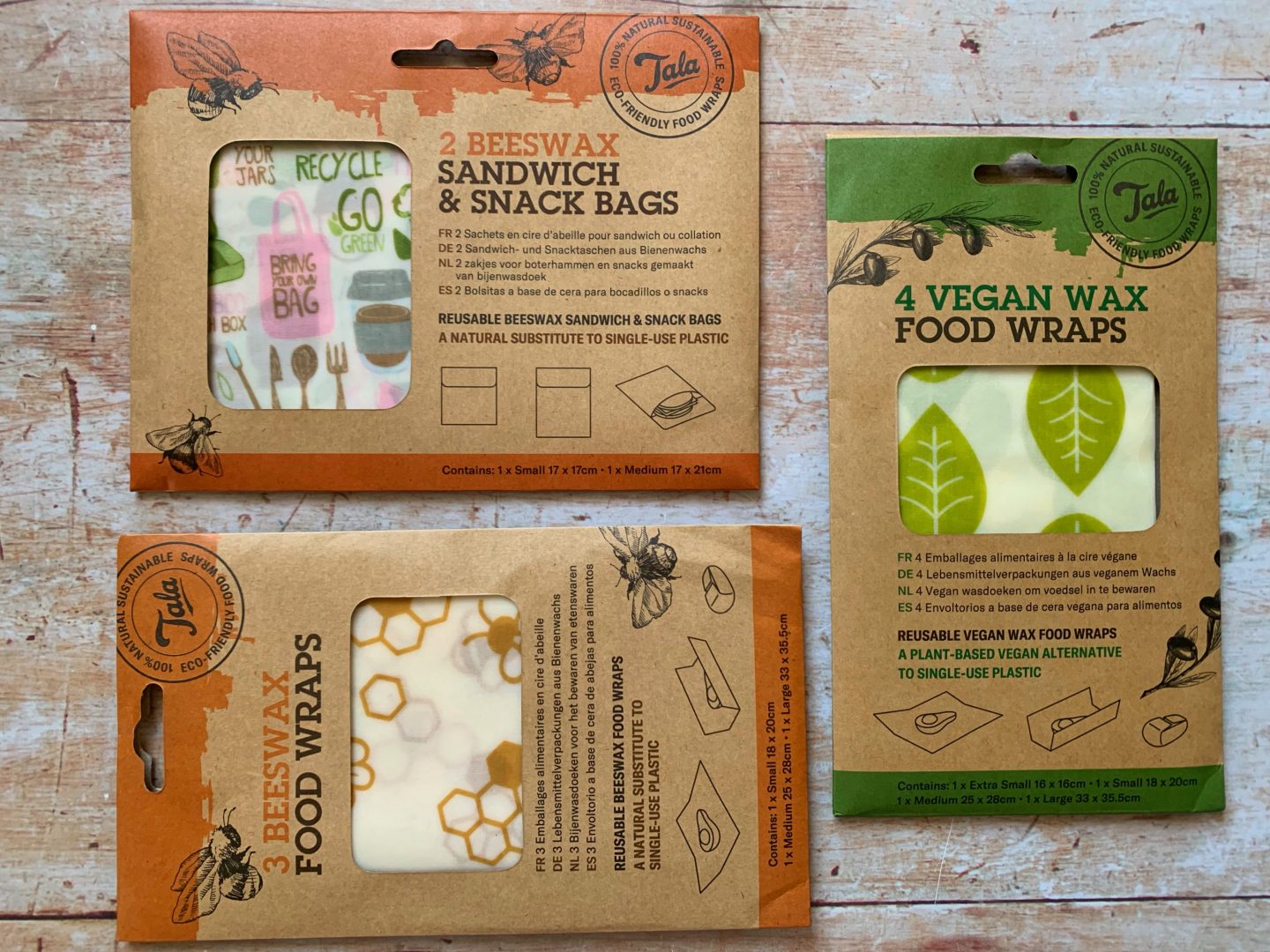 Beeswax food wraps and bags