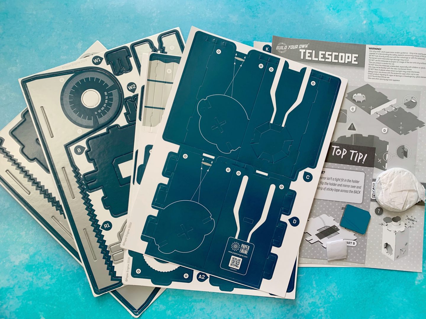 Cardboard telescope parts