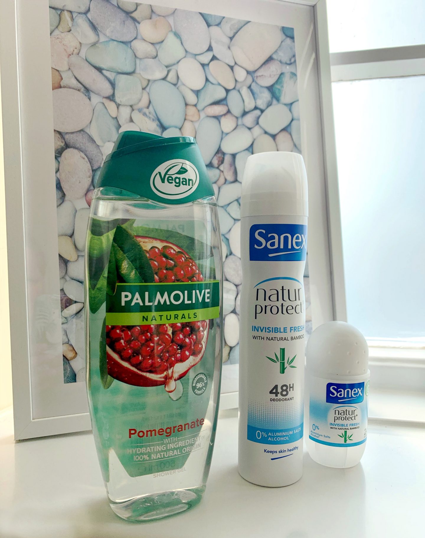 Palmolive shower gel and Sanex deodorant