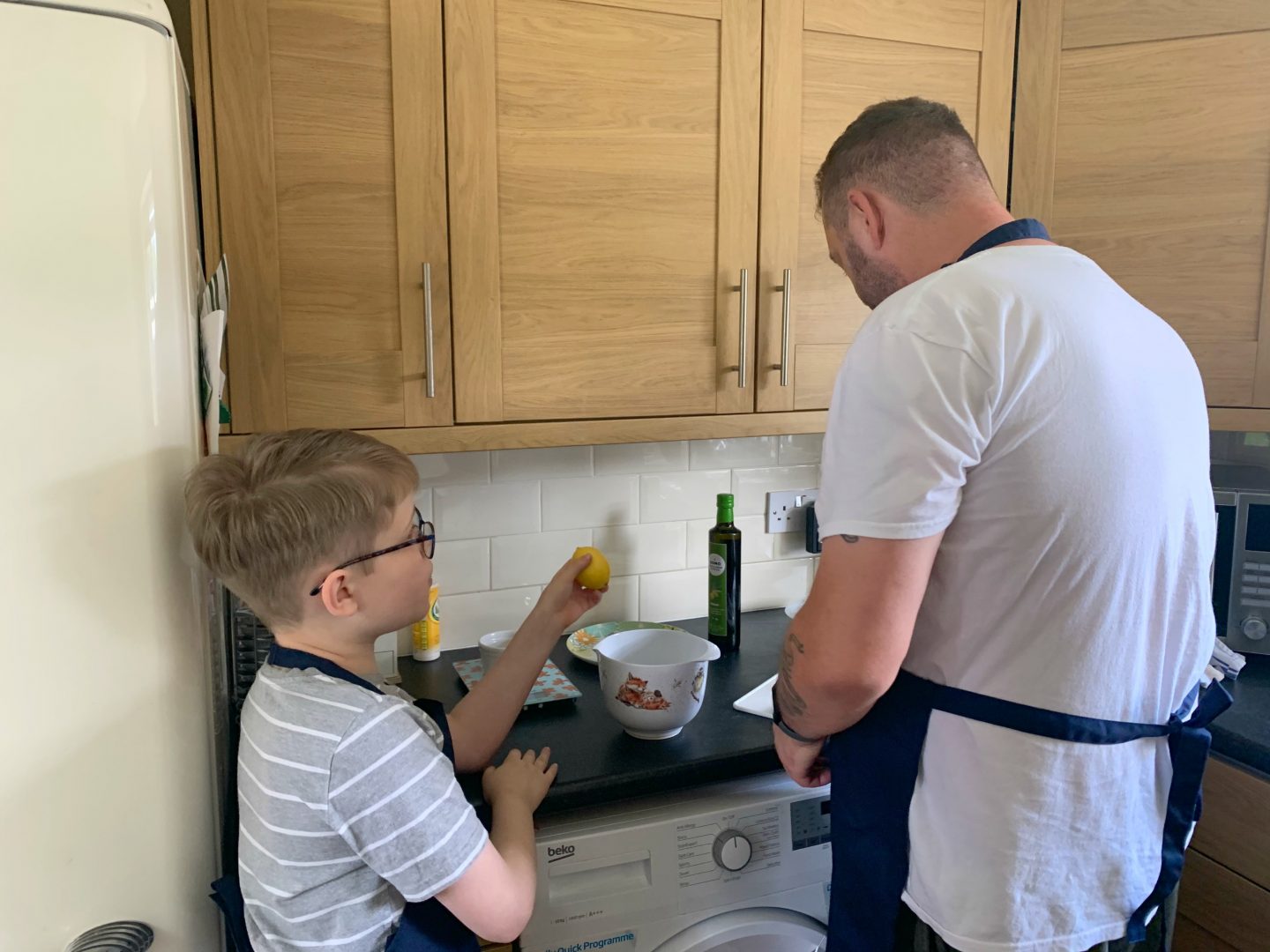 Cooking in the kitchen together