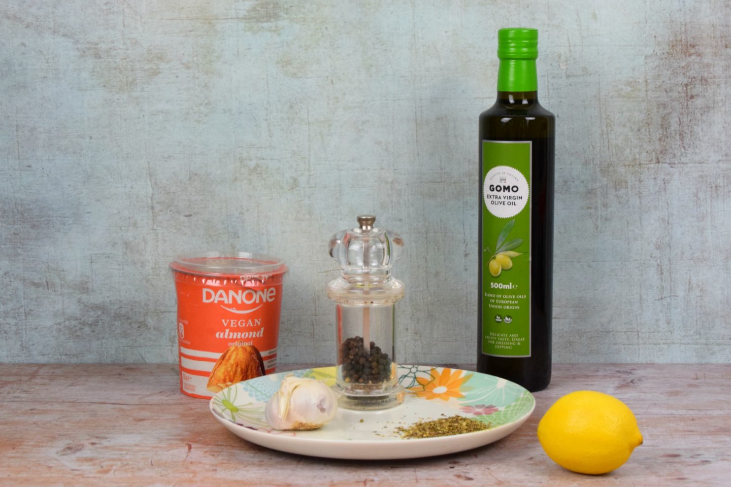 Salad dressing ingredients using Danone vegan almond