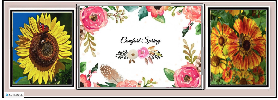 Comfort Spring blog header which has roses and sunflowers.