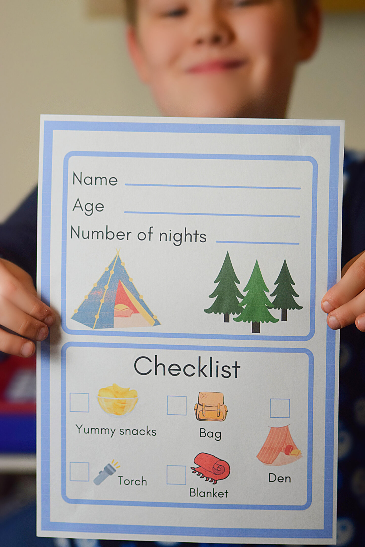 Booking form for indoor camping