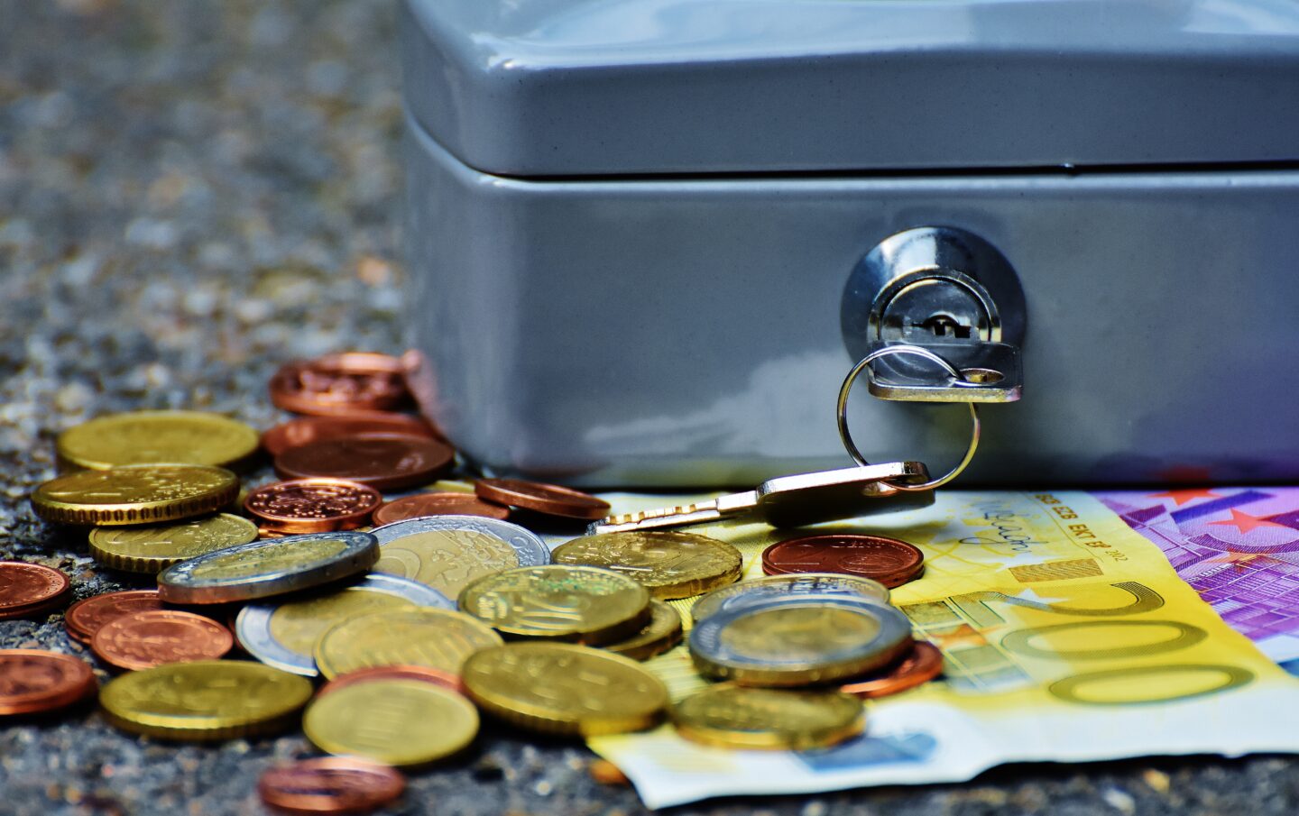 Cash by a safe