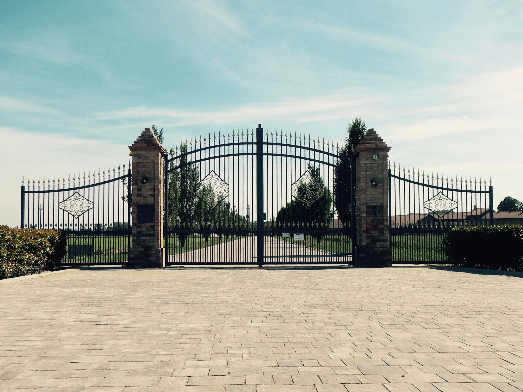 Automatic gates on a private driveway.