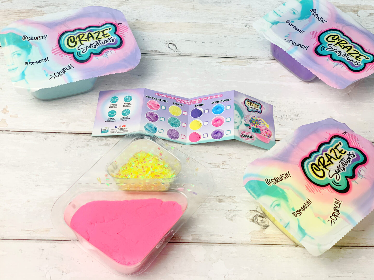 Kids play slimes that mix with beads to make ASMR noises