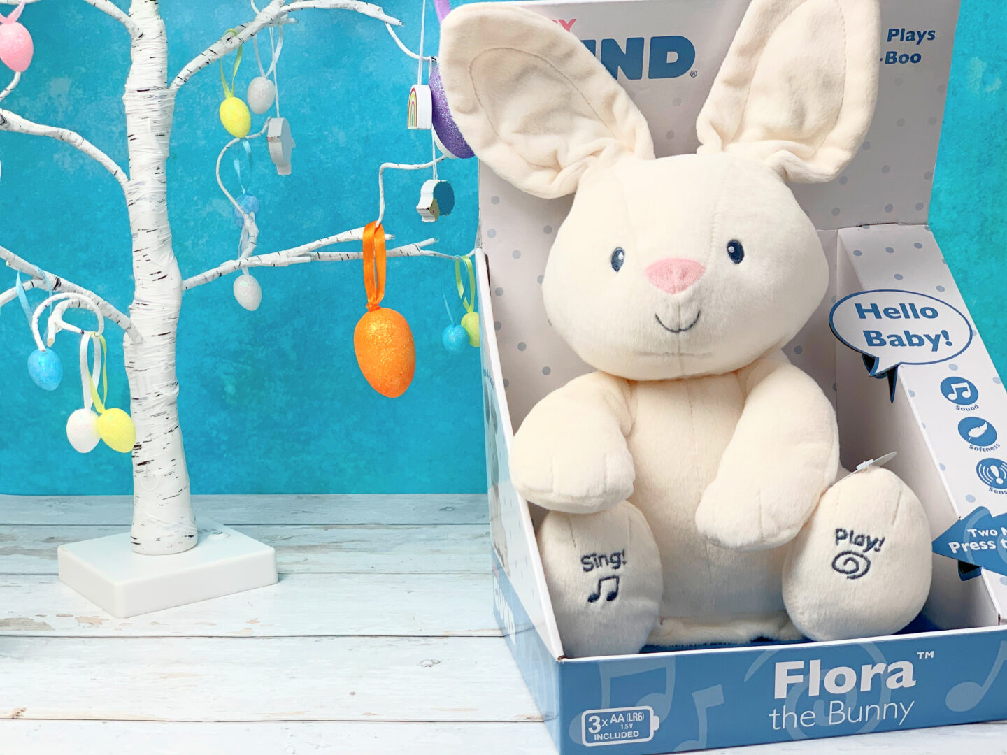 Flora the talking bunny toy with moving ears