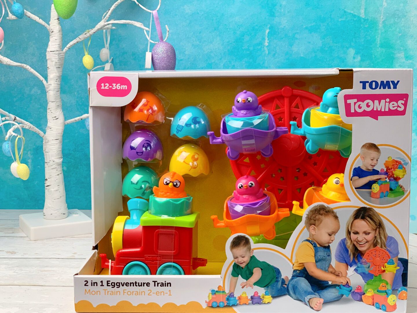 Toddlers train toy with cute egg toy characters