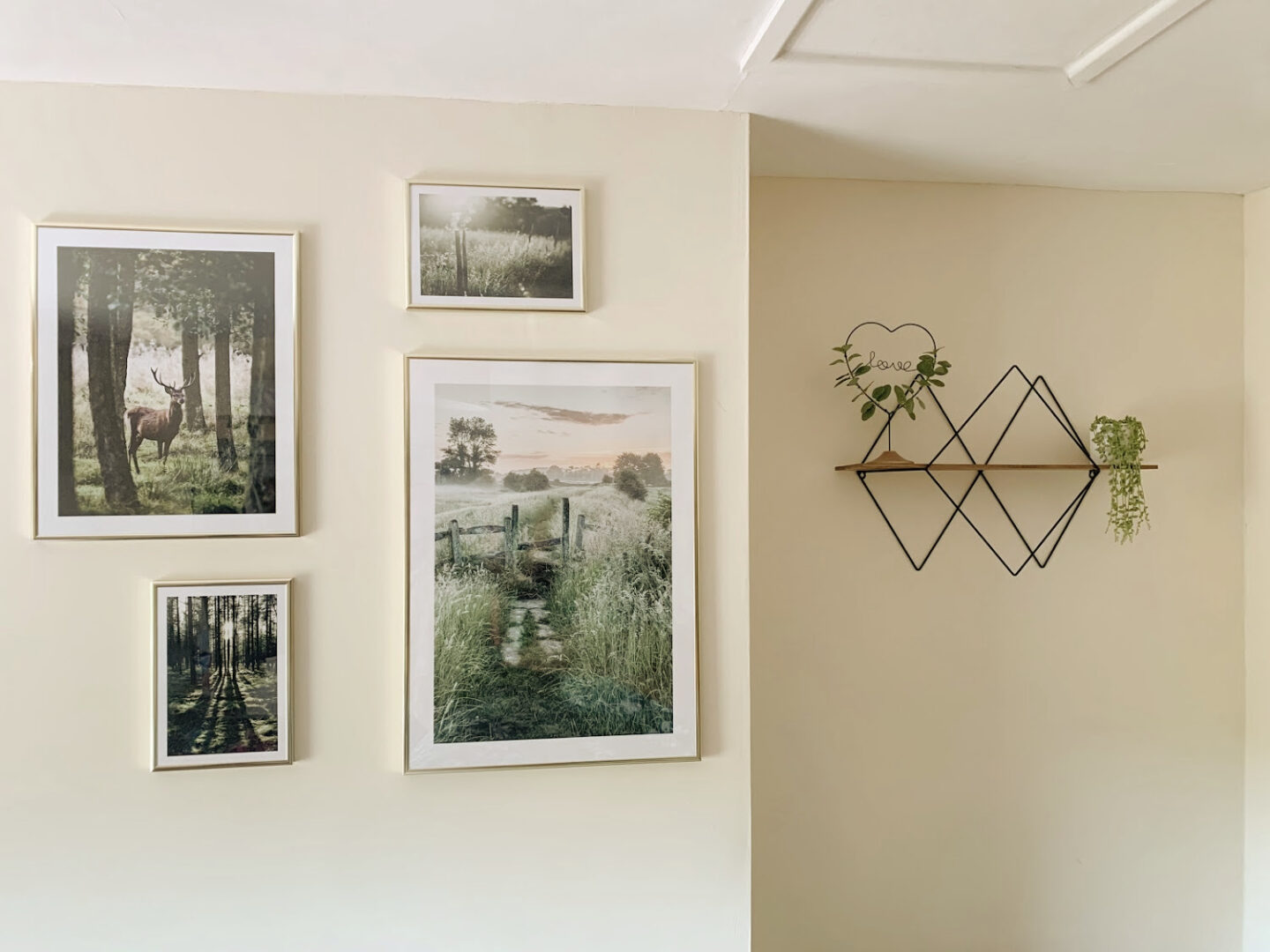 Bedroom prints woodlands theme gallery wall