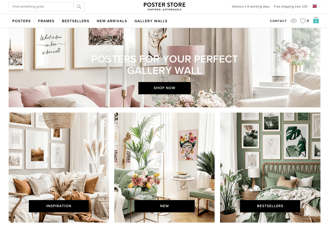 Gallery wall ideas on Poster Store website