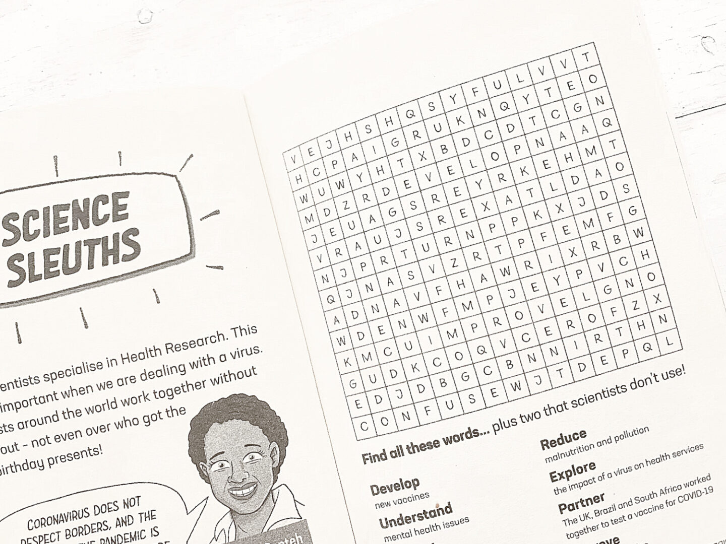 A children's science themed wordsearch