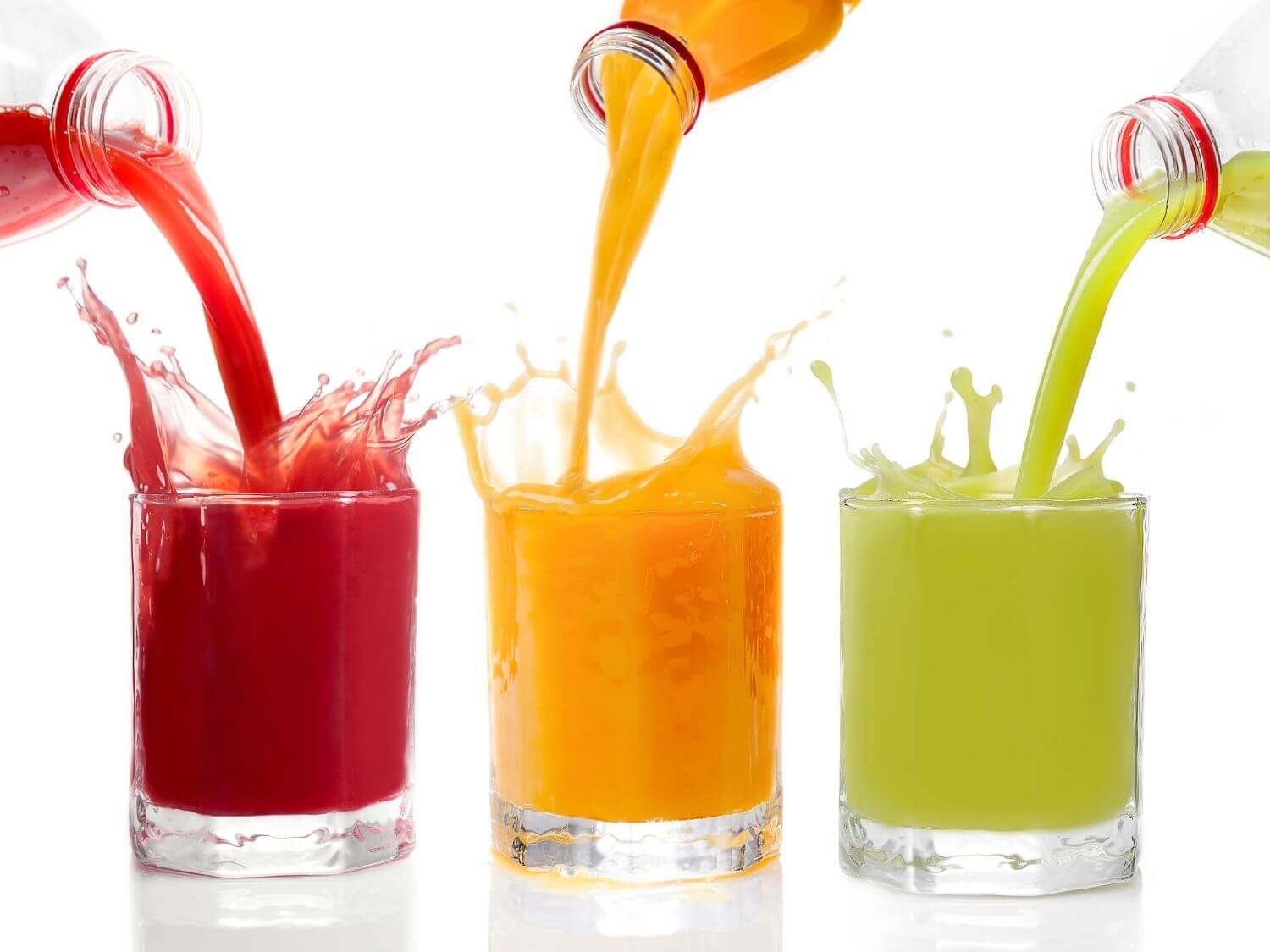 Three glasses of fruit juice