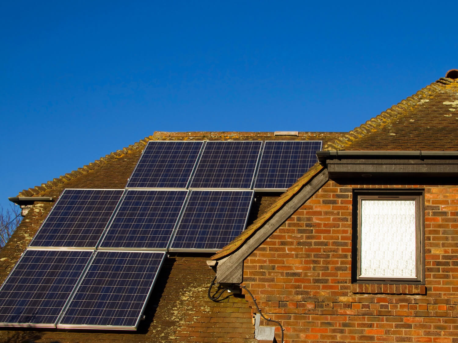 Solar panels on top of a roof