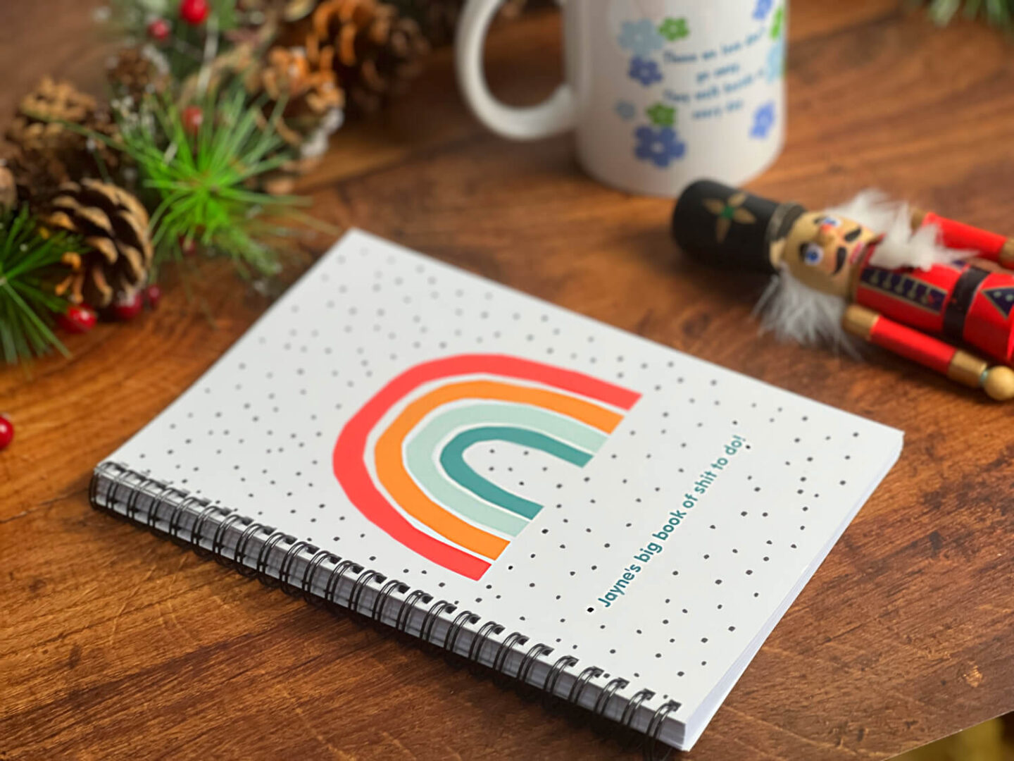 A personalised notebook and personalised mug