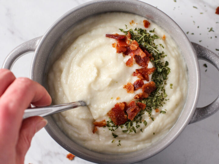 Image for Creamy Bacon Cauliflower Soup {keto, paleo, AIP, Whole 30}