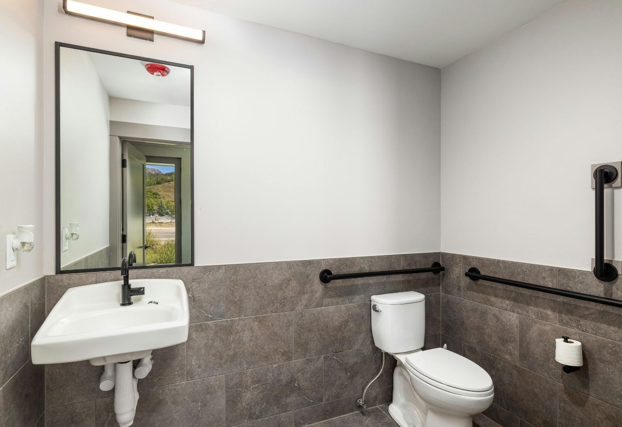 Modern bathroom with accessibilty aids